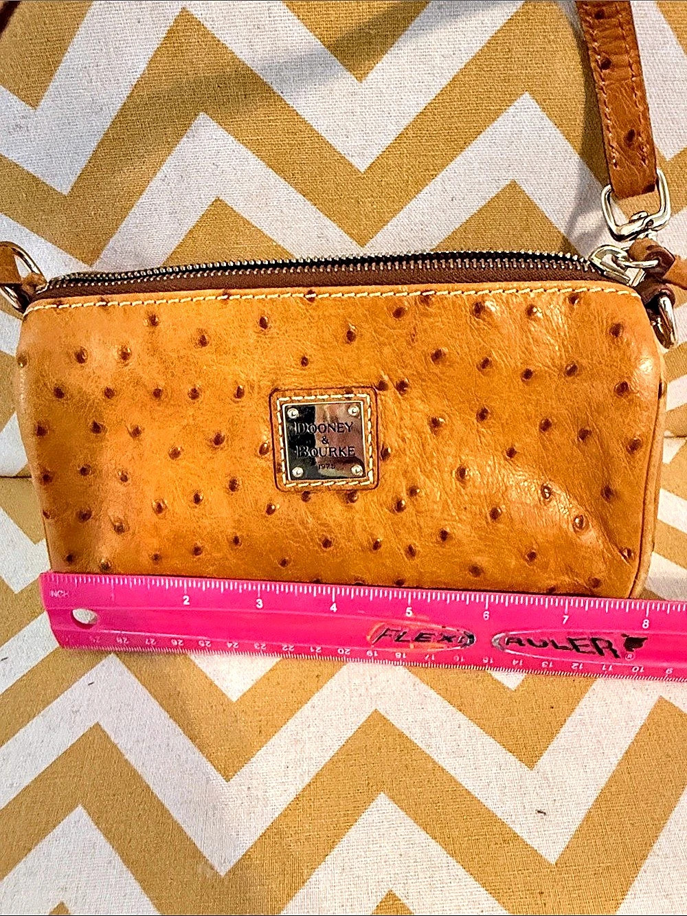 Dooney & Bourke Brown Ostrich-Embossed Crossbody Bag - Picture 2 of 8